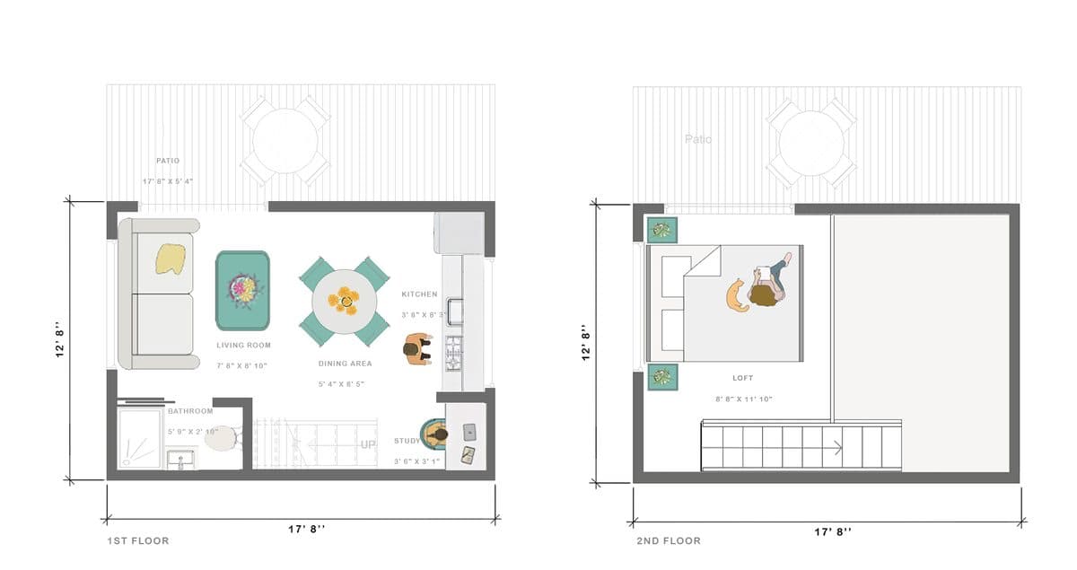 The Loft Floor Plan, Main Floor and Loft